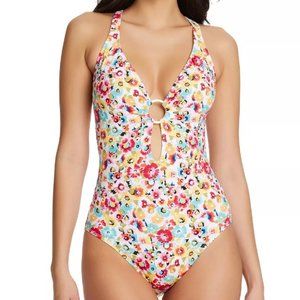 Bleu Rod Beattie Flower Hour Cross-Back One-Piece Size 6